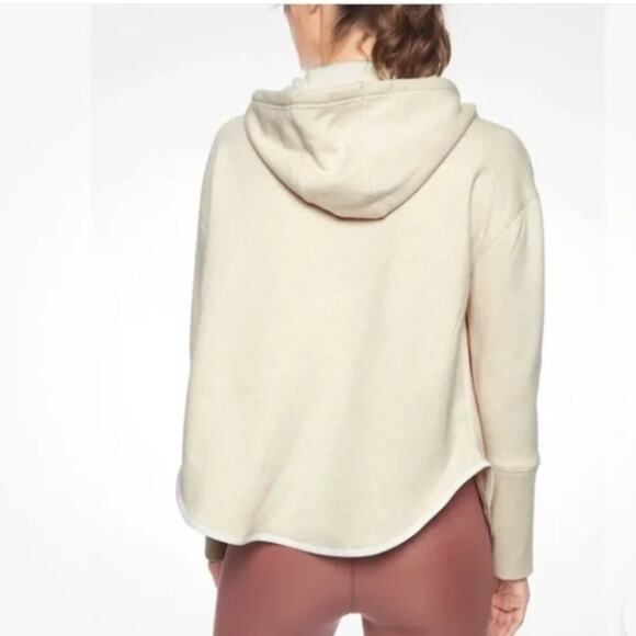 Athleta Cozy Karma Oatmeal Full Zip Thumb Holes Hooded Jacket Size Small - Picture 3 of 10